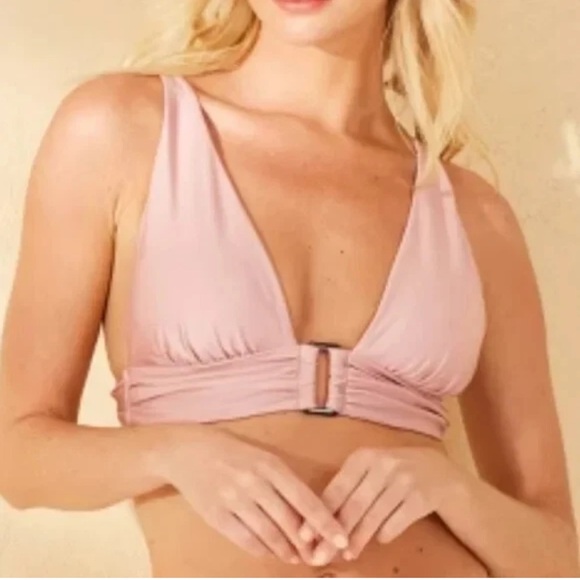 Shade & Shore - Elegant Pink Shimmery Bikini Top Size L (12-14) - Picture 1 of 10